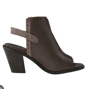 Frye Dark Brown Heeled Sandals peep toe sz 8.5 women’s sling back leather heels
